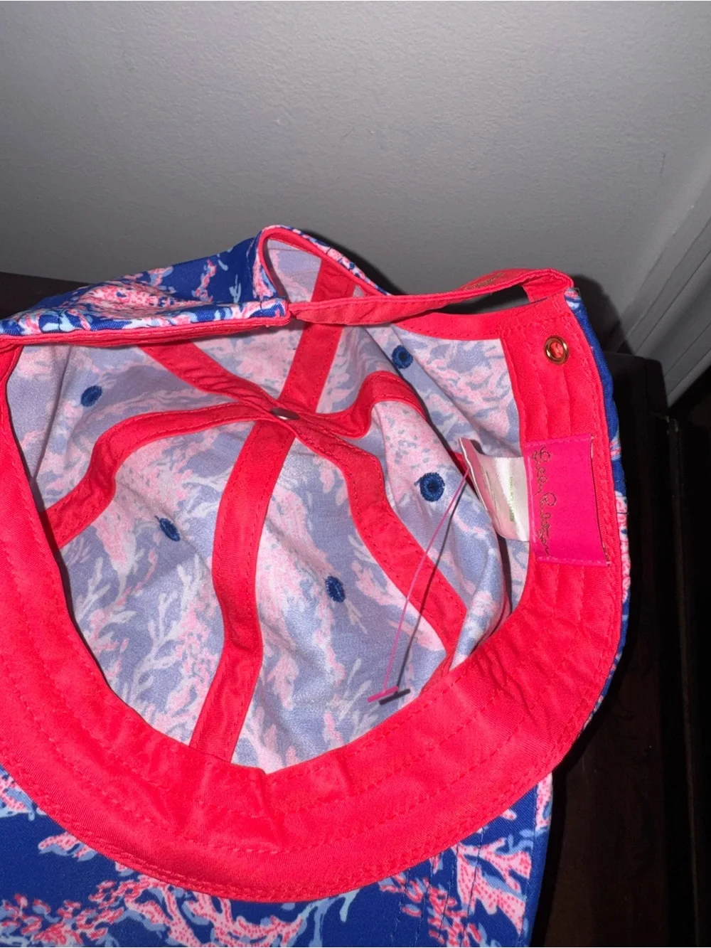 New Lilly Pulitzer Run Around Borealis Blue Coral Swim On Over Baseball Cap - Picture 6 of 7